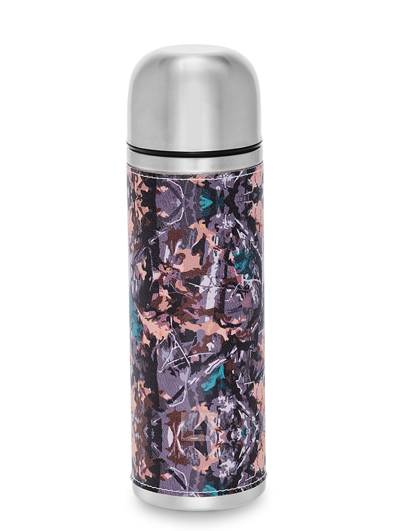 Термос 1л серии 108 с оплёткой из экокожи цвета хаки - 1