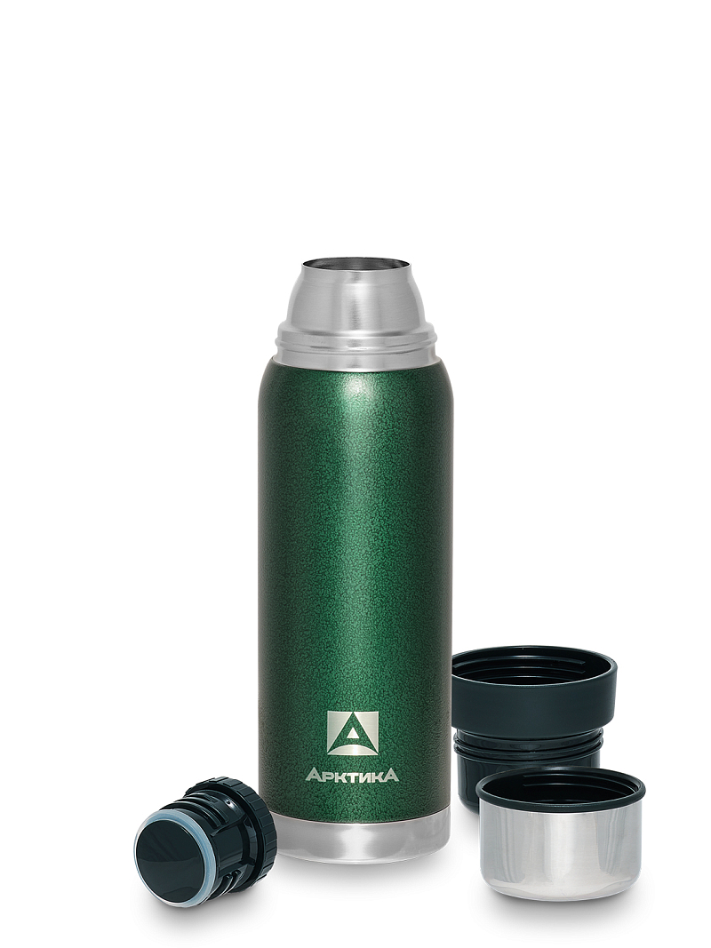 Термос 0.75л серии 106 зелёный с узким горлом и молотковой эмалью - 3