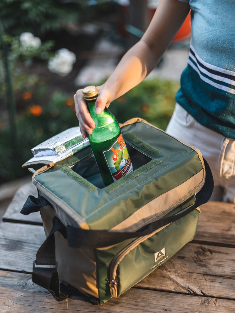 Термосумка-холодильник 10л серии 3001 зелёная с люком - 5