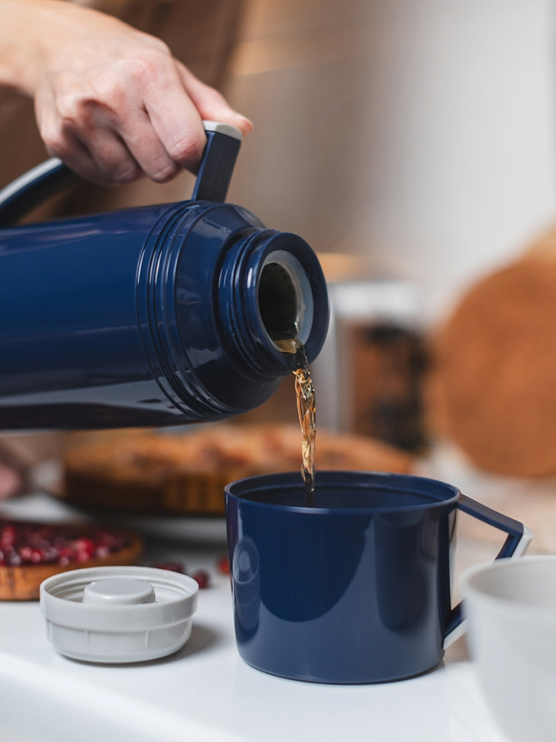 Термос 1.7л серии 1010 синий стеклянный - 13