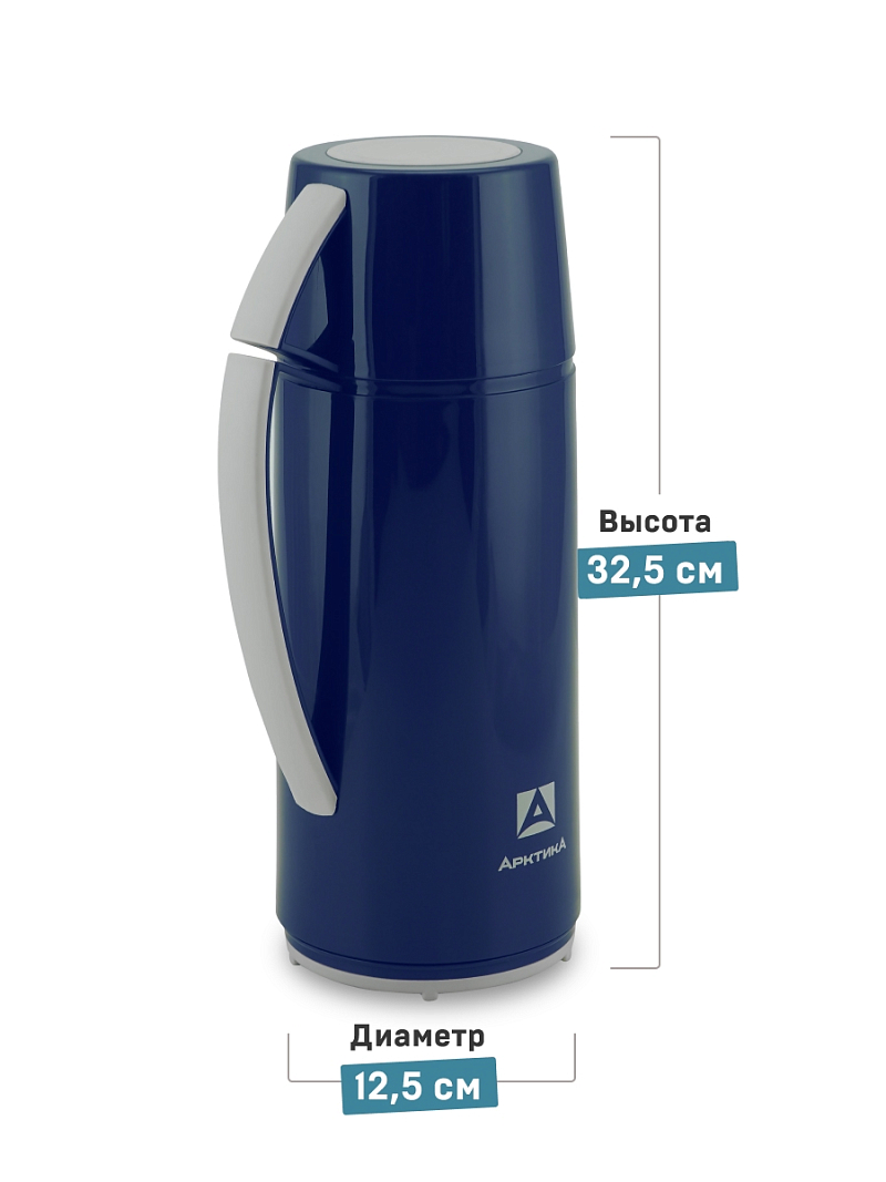 Термос 1.7л серии 1010 синий стеклянный - 3