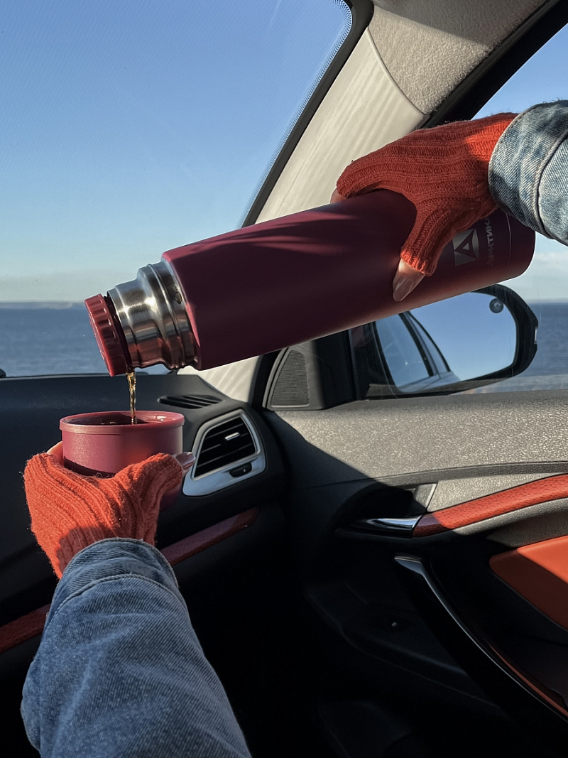 Термос 1л серии 101 «Вишня» текстурный с узким горлом - 2