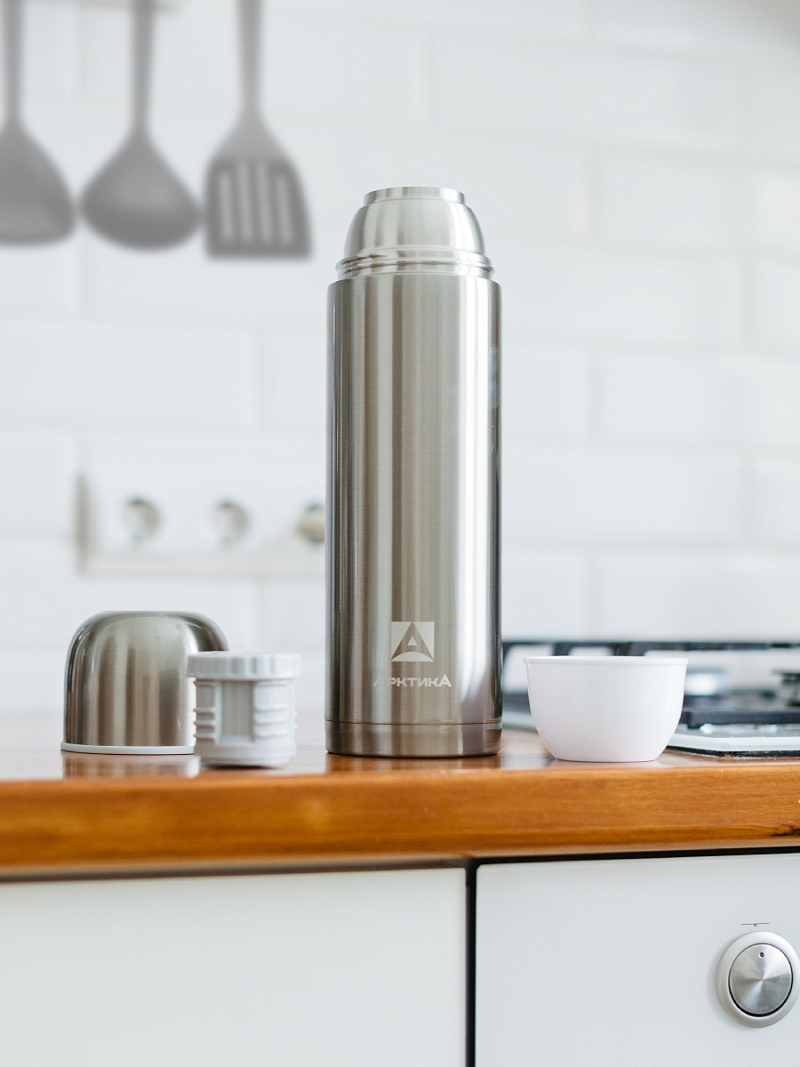 Термос 1.2л серии 105 стальной с лаковым покрытием и узким горлом - 2