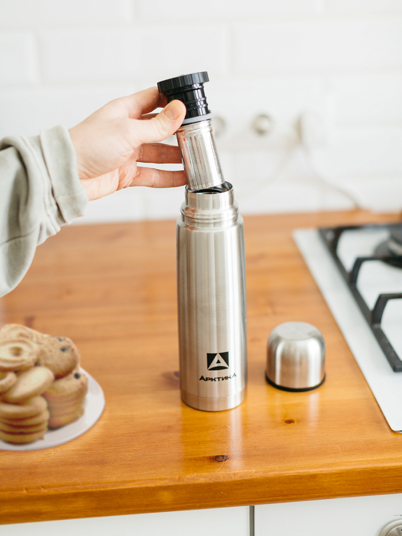 Термос 0.5л серии 101 стальной с узким горлом и пробкой с ситом - 6