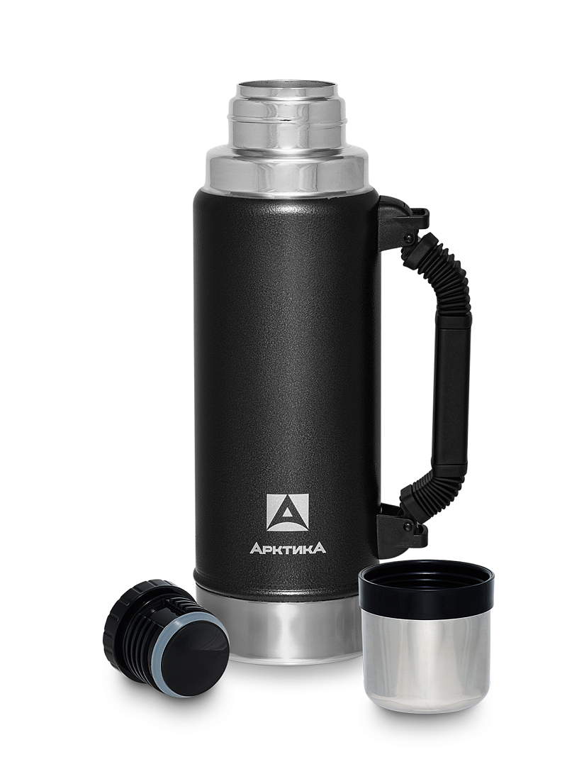 Термос 1.25л серии 106P «УАЗИК» чёрный с ручкой - 3