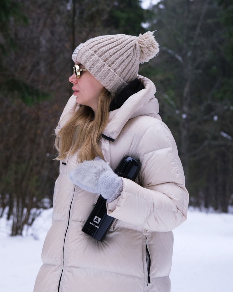 Термос 0.75л серии 102 чёрный глянцевый с узким горлом - 4