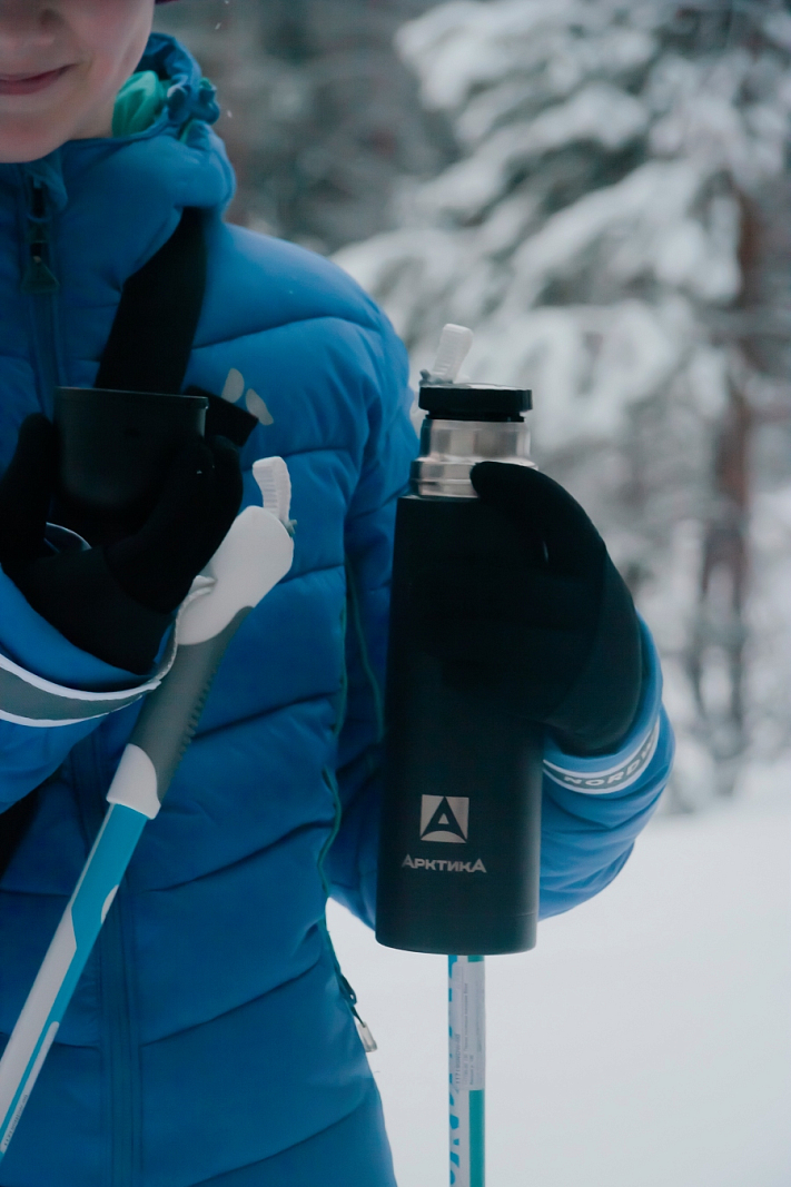 Термос 0.5л серии 102 чёрный текстурный с узким горлом - 4