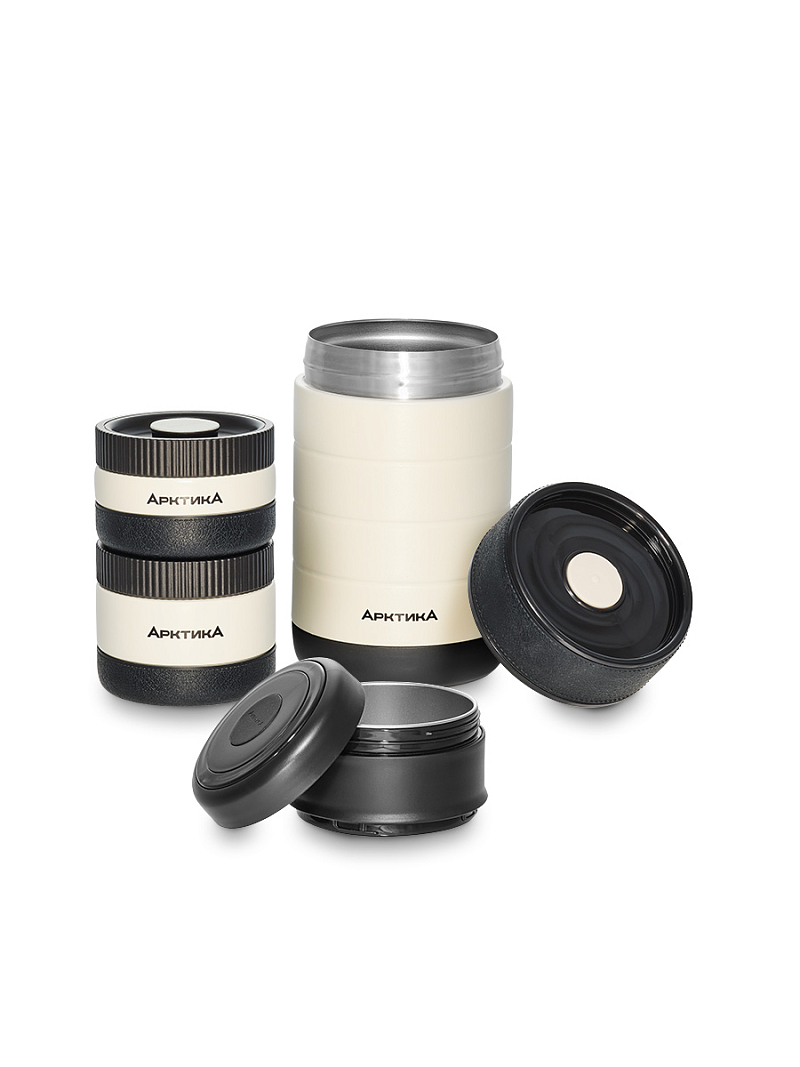 Термос 1.3л серии 308 для еды бежевый с контейнерами - 3