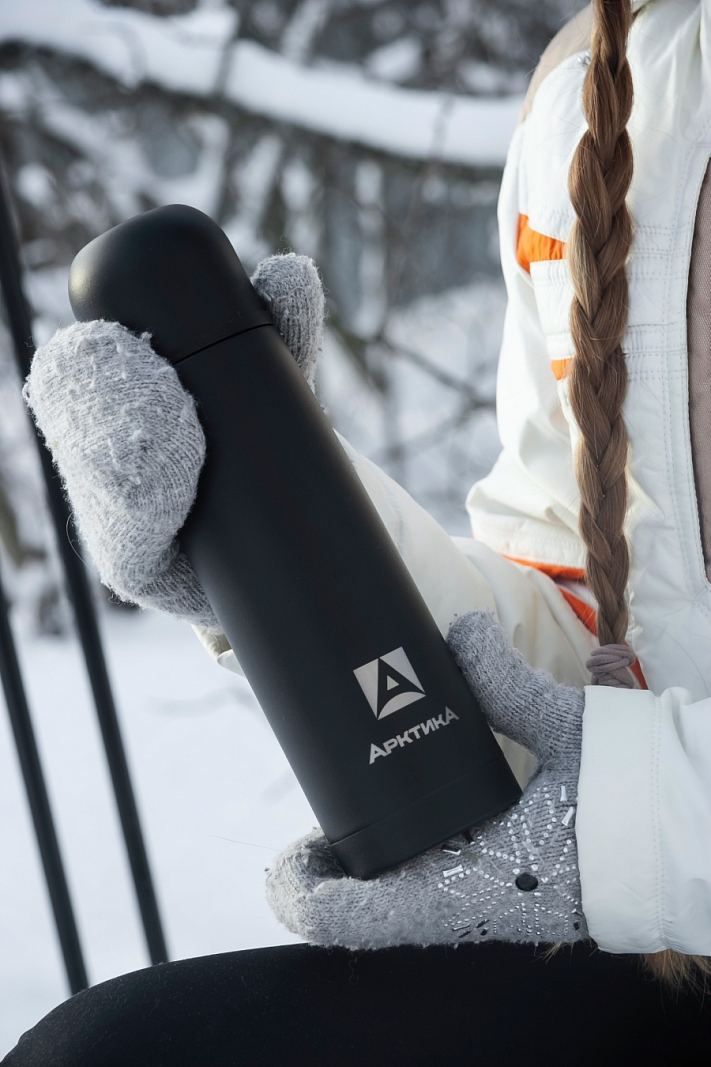 Термос 0.5л серии 102 чёрный текстурный с узким горлом - 2