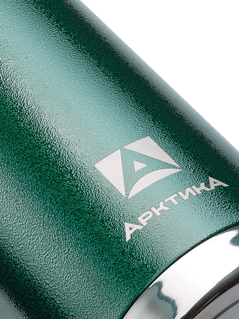 Термос 0.75л серии 106 зелёный с узким горлом и молотковой эмалью - 5