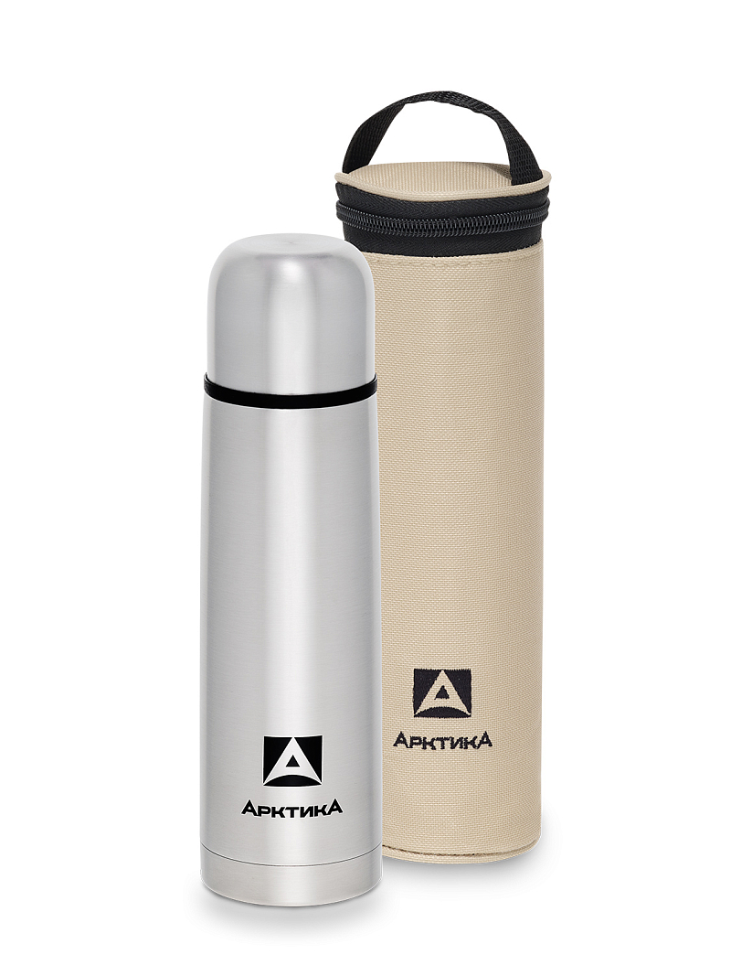 Термос 0.5л серии 101 стальной с узким горлом в чехле - 1