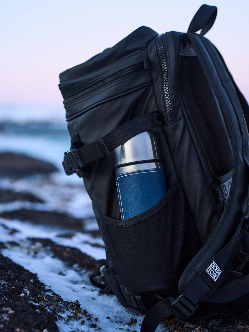 Термос 0.5л серии 108 с синей оплёткой из экокожи - 6