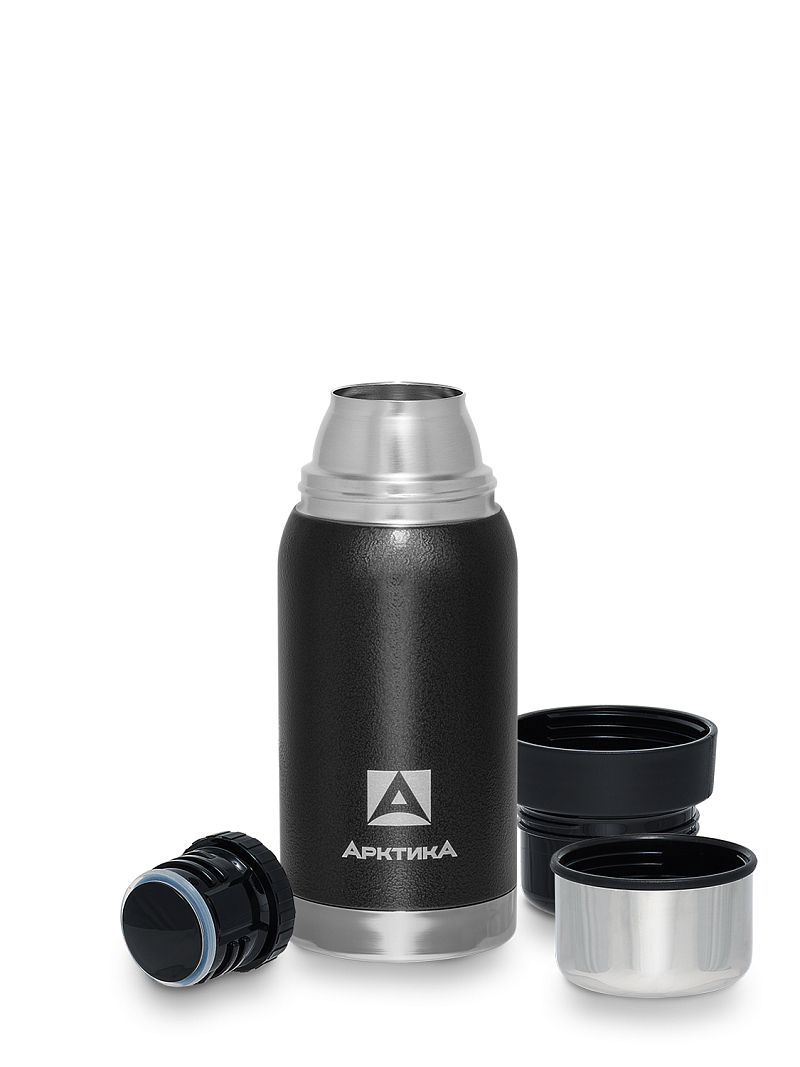 Термос 0.5л серии 106 чёрный с узким горлом и молотковой эмалью - 3