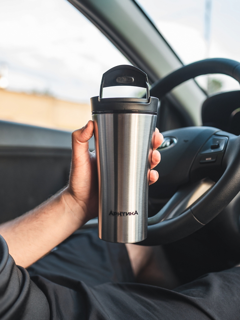 Термокружка 0.5л серии 410 стальная со съемным логотипом - 6