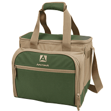 Зеленая сумка-холодильник 4100 с набором посуды на 3 чел