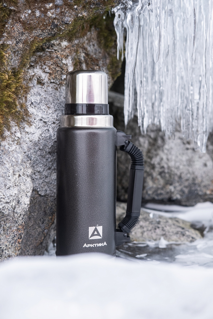 Термос 1.25л серии 106P «УАЗИК» чёрный с ручкой - 2