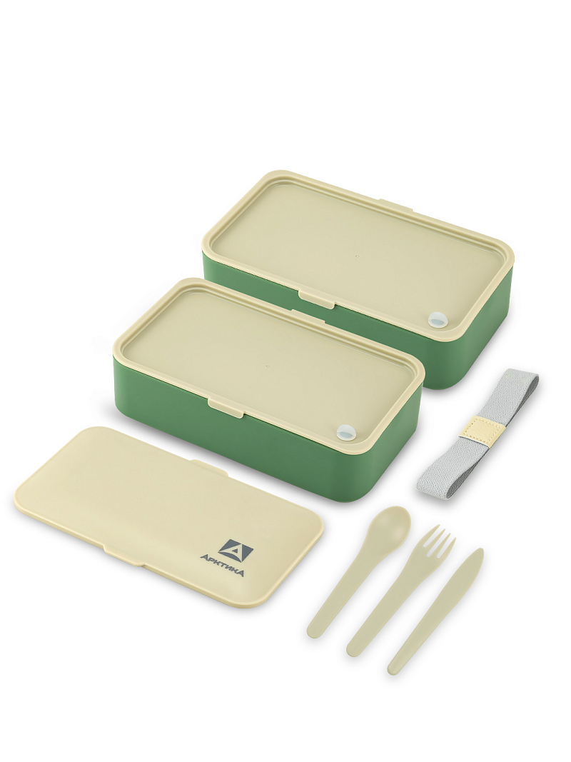 Ланч-бокс 1.2л серии 032 зелёный с двумя контейнерами - 7