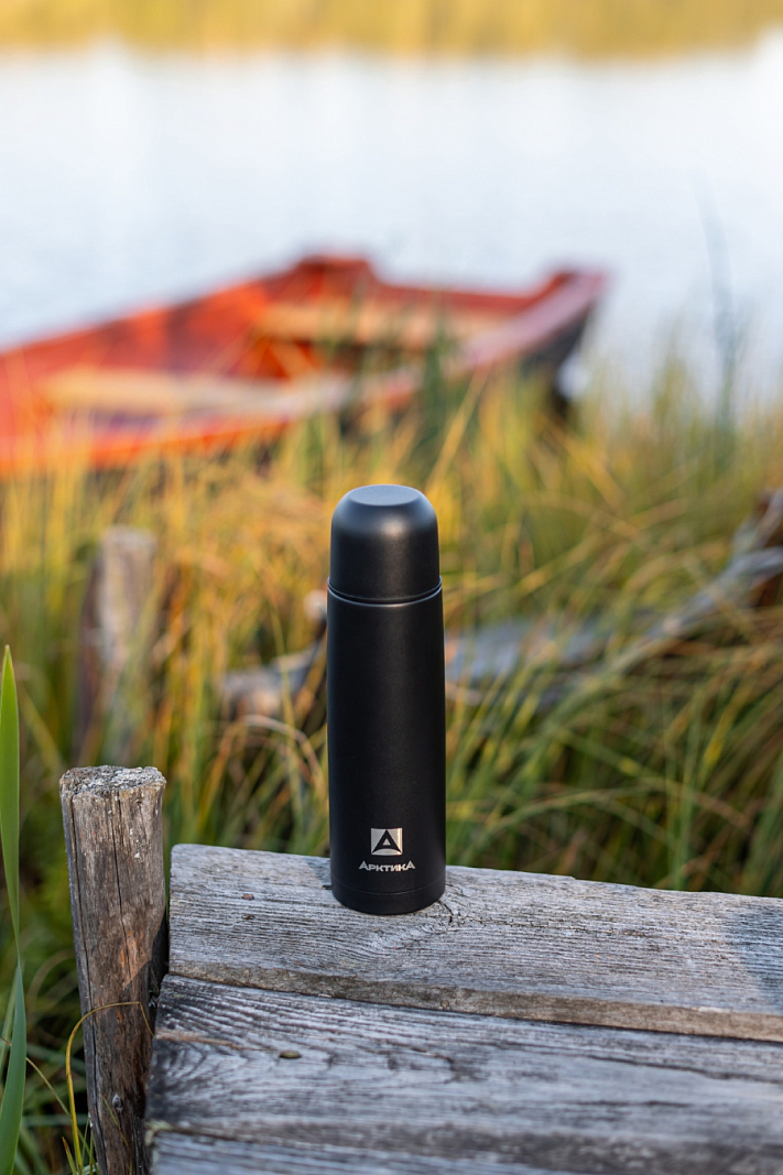 Термос 0.75л серии 102 чёрный текстурный с узким горлом - 2