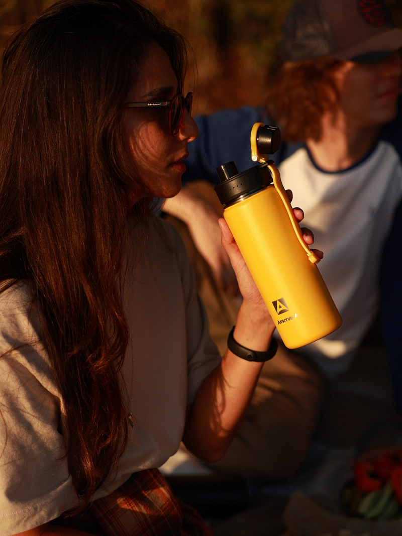 Термокружка 0.53л серии 708 жёлтая со спортивной крышкой - 4