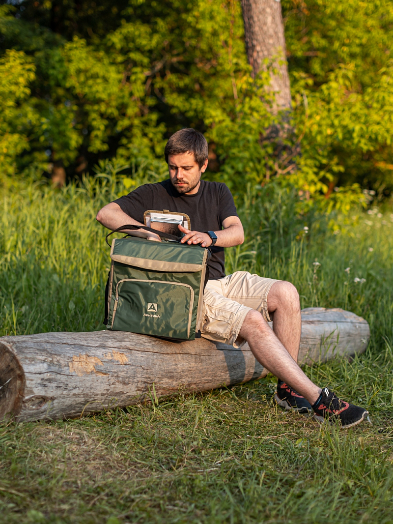 Термосумка-холодильник 30л серии 3001 зелёная с люком - 2