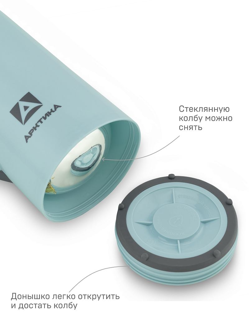 Термос 1л серии 1010 голубой стеклянный - 7