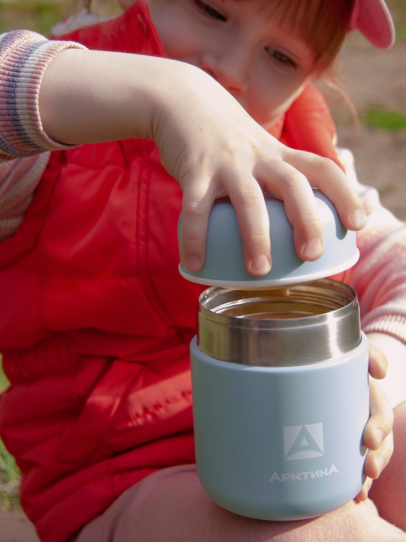 Термос 0.28л серии 411 для еды голубой компактный - 4