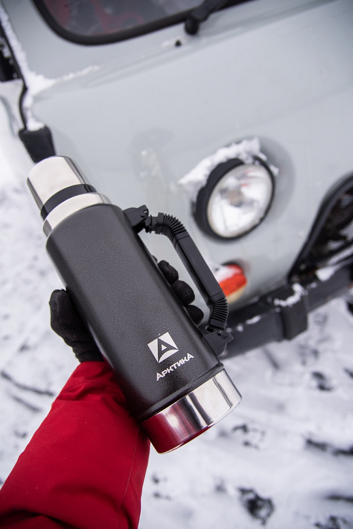 Термос 1.25л серии 106P «УАЗИК» чёрный с ручкой - 8