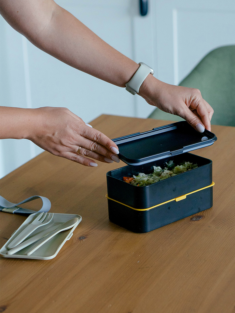 Ланч-бокс 1.2л серии 032 чёрный с двумя контейнерами - 8