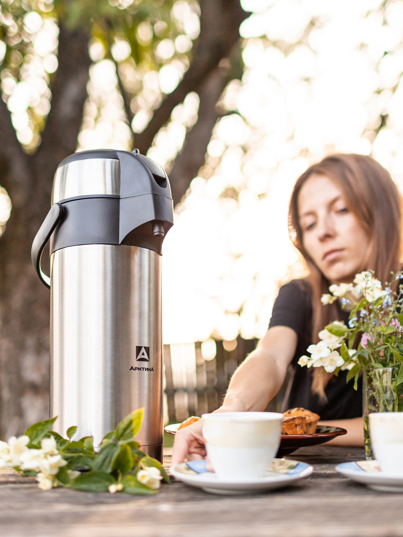 Термос 3.5л серии 501 стальной с помпой - 2