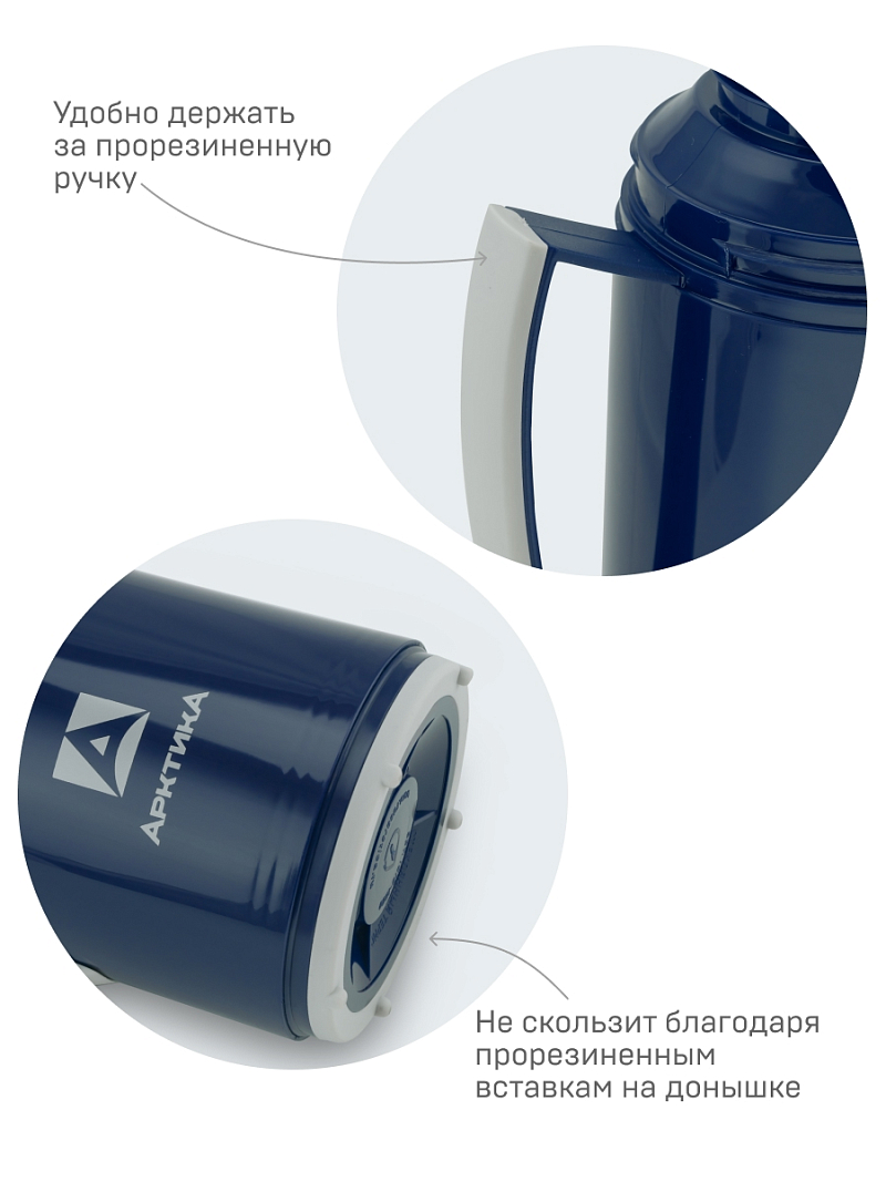 Термос 1л серии 1010 синий стеклянный - 8