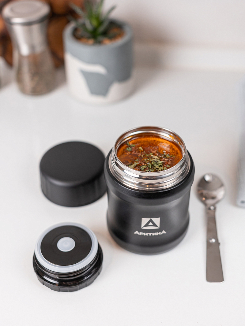 Термос 0.5л серии 311 для еды чёрный компактный - 6