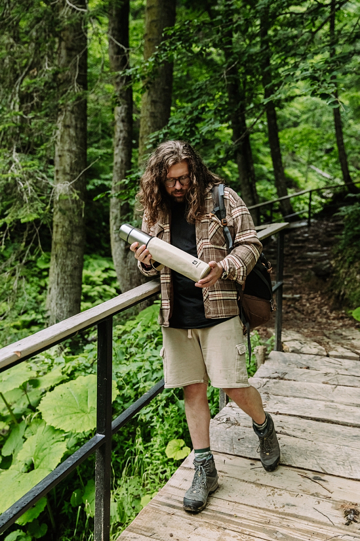 Термос 0.75л серии 101 стальной с узким горлом в чехле - 2