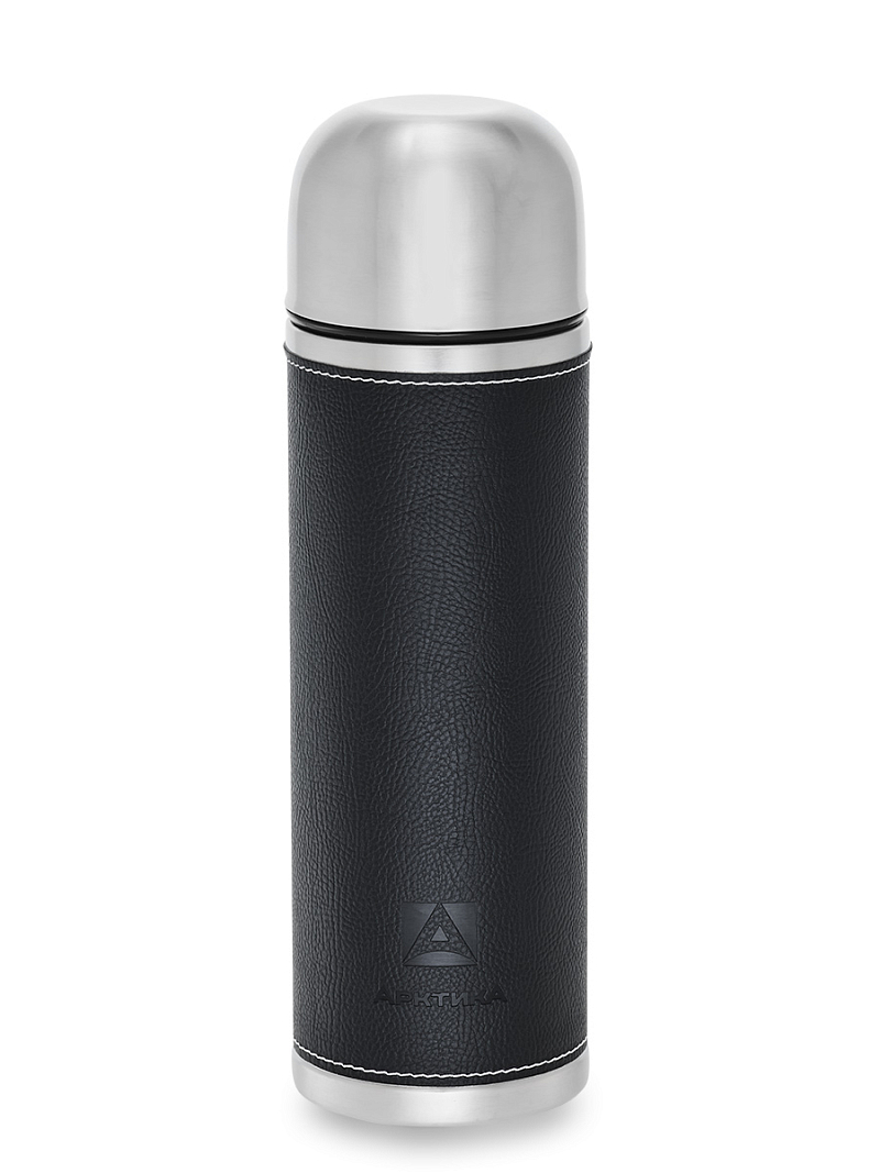 Термос 1.8л серии 108 с чёрной оплёткой из экокожи - 1