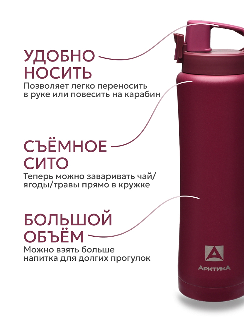 Термокружка 0.75л серии 702 «Сититерм» «Вишня» с ситечком - 3