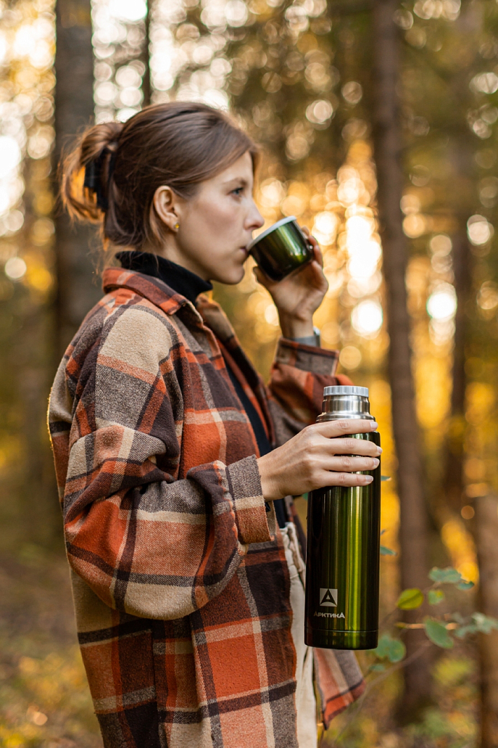 Термос 1л серии 102 болотный с узким горлом - 5